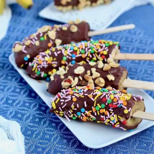 Plátanos cubiertos de chocolate